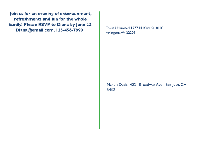 TU Rainbow Trout Postcard (with image upload) Product Back