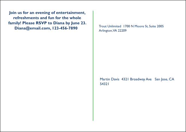 TU Rainbow Trout Postcard (with image upload) Product Back