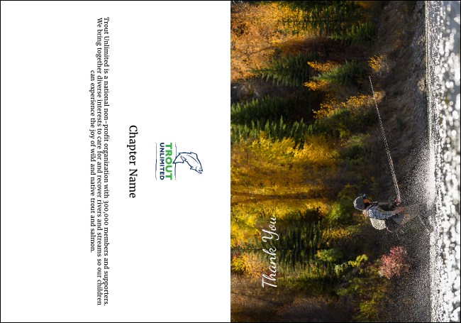 TU Woman Fishing Fall Thank You Card Product Front