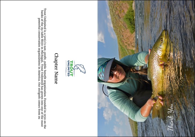 TU Woman Releasing Trout Thank You Card Product Front